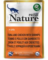 PRIME Nature Корм для кошек Тунец с курицей и креветками в желе (пауч) 0,1 кг